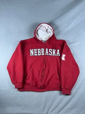 Nebraska Cornhuskers Hoodie Mens L Red E5 Fleece College Sports NCAA Sweatshirt